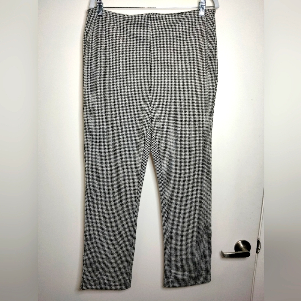Lysse (Size XXL) Brown & Cream White Stretch Houndstooth Pattern Pull-on Pants